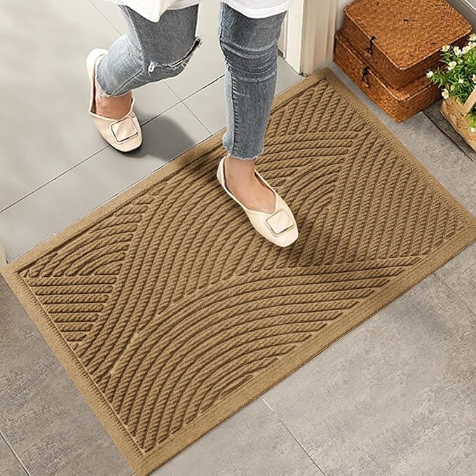 Sturdy Front Door Mat, Absorbent Muddy Dirt Resist Welcome Door Mats Outdoor by HIYARD