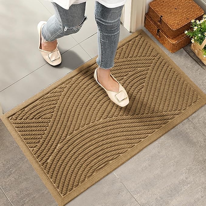 Sturdy Front Door Mat, Absorbent Muddy Dirt Resist Welcome Door Mats Outdoor by HIYARD