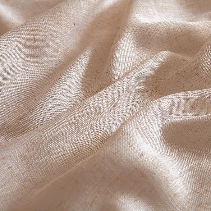 MIULEE Natural Beige Linen Curtains 52x63 Inch Long - Image 4