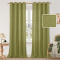 Moss Green Semi Sheer Linen Curtains by LAMIT