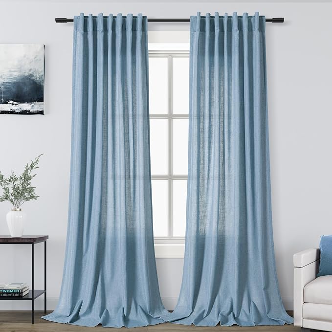 Blue Curtains 132 Inches Long 2 Panels by Nanspring