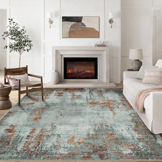 9x12 Area Rugs for Living Room Bedroom Dining Room Washable Red Brown | Soft by Aelenmu