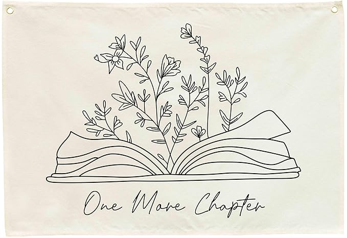 Classroom Kindergarten Preschool Homeschool Reading Room Wall Decor-Hanging Rectangular Canvas Banner Flag Poster Wall Sign Art-Back to School Gift for Boy Girl Kids Teen Book Lover-One More Chapter