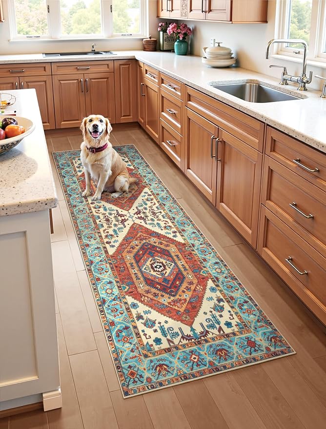 SERISSA 3x7 Washable Non Slip Boho Runner Rug by SERISSAHomeDecorCollection