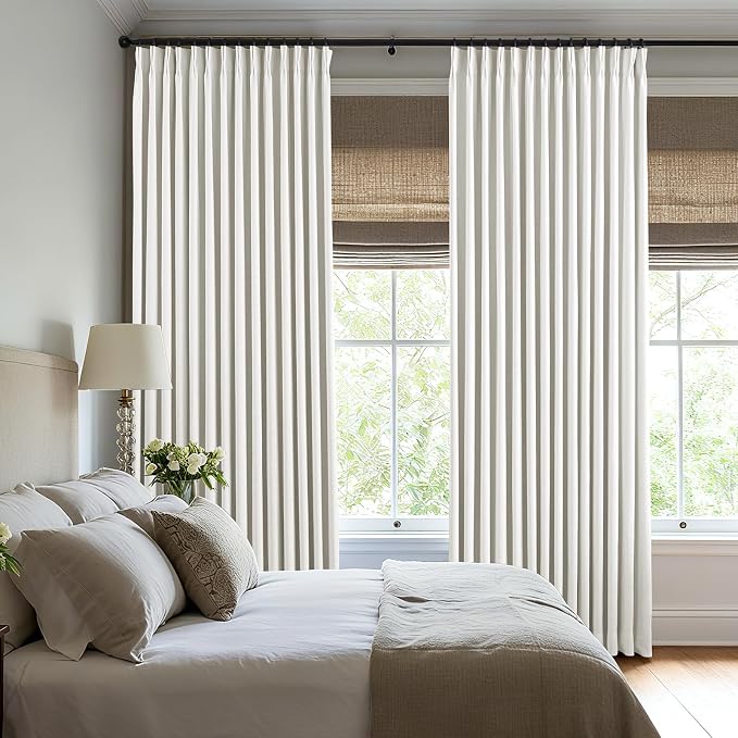 Pinch Pleated Linen Curtains 100% Blackout 108 Inches Long - Image 4