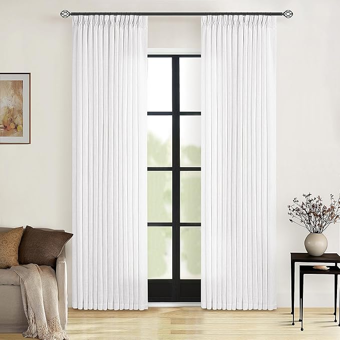 Snow White Linen Curtains 80 Inches Long by Twodrapes