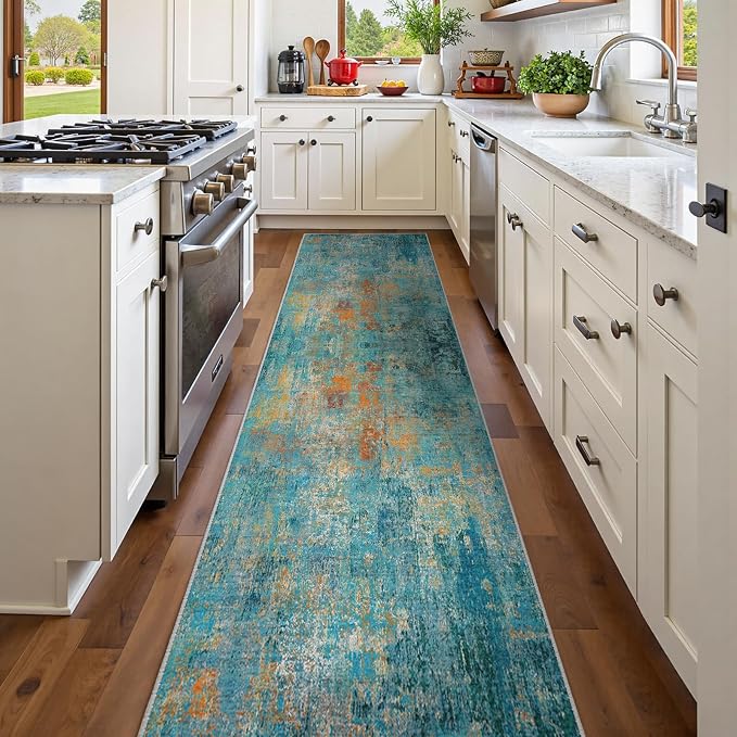 RELEANY Washable Runner 2'x8' Abstract Area Rug by RELEANY