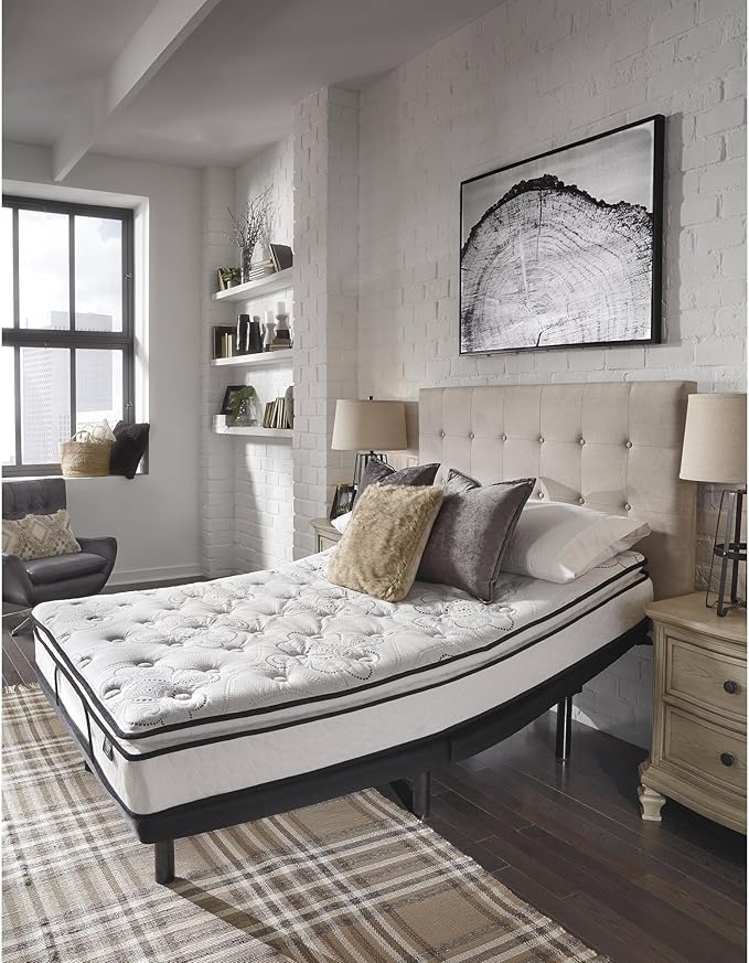 Signature Design by Ashley Queen Size Bonnell 10 Inch Firm Pillowtop Hybrid Mattress with Cooling Gel Memory Foam