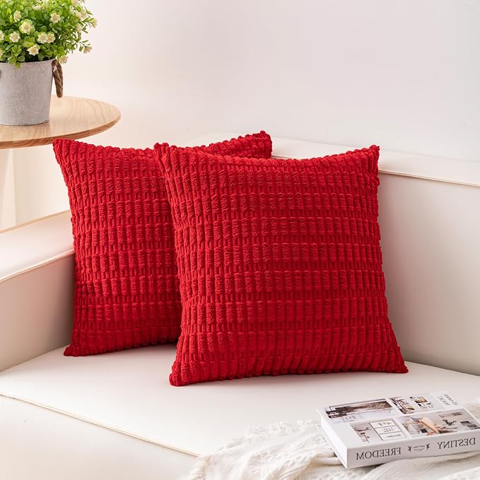 Aegero Pack of 2 Corduroy Decorative Throw Pillow Covers 20x20 Inch by Unknown