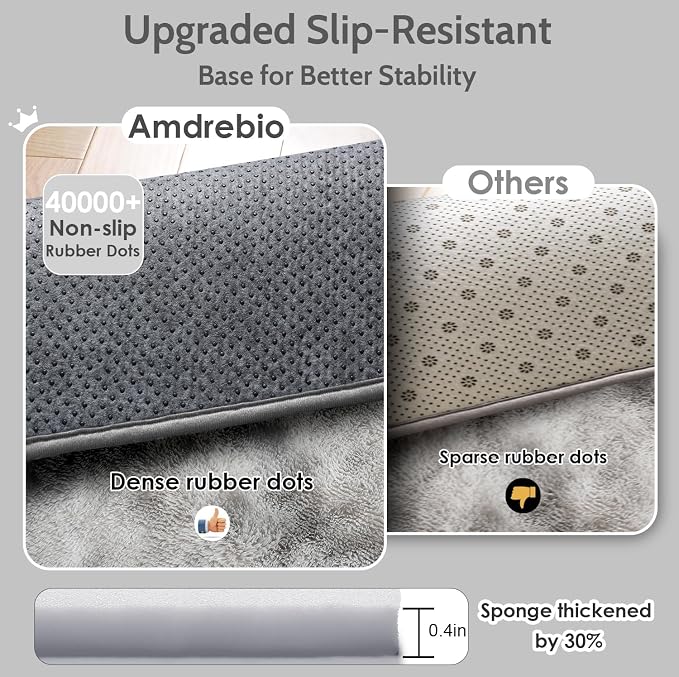 Amdrebio Tie-Dyed Light Grey Fluffy Large Rug 6x9 - Image 6