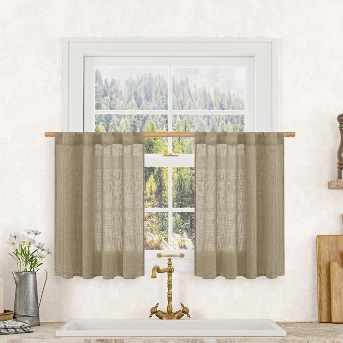 Short Linen Curtains 30 Inch Length by LAMIT
