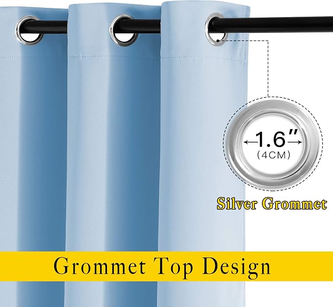 NICETOWN Blue Curtains 96 inches Long, Grommet Thermal Insulated Blackout - Image 2