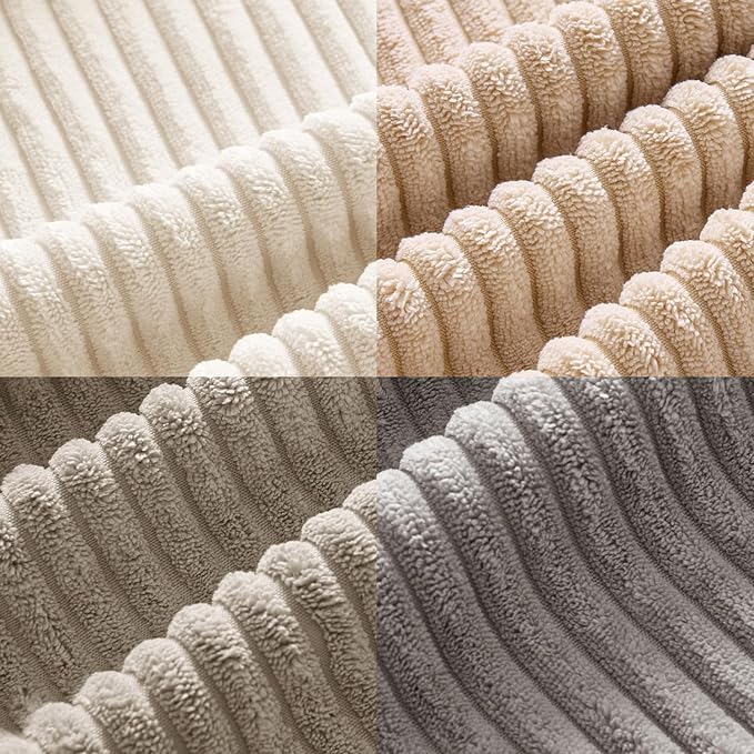 MIULEE Soft Corduroy Decorative Throw Pillow Covers Neutral Cream 18x18 | Set - Image 5