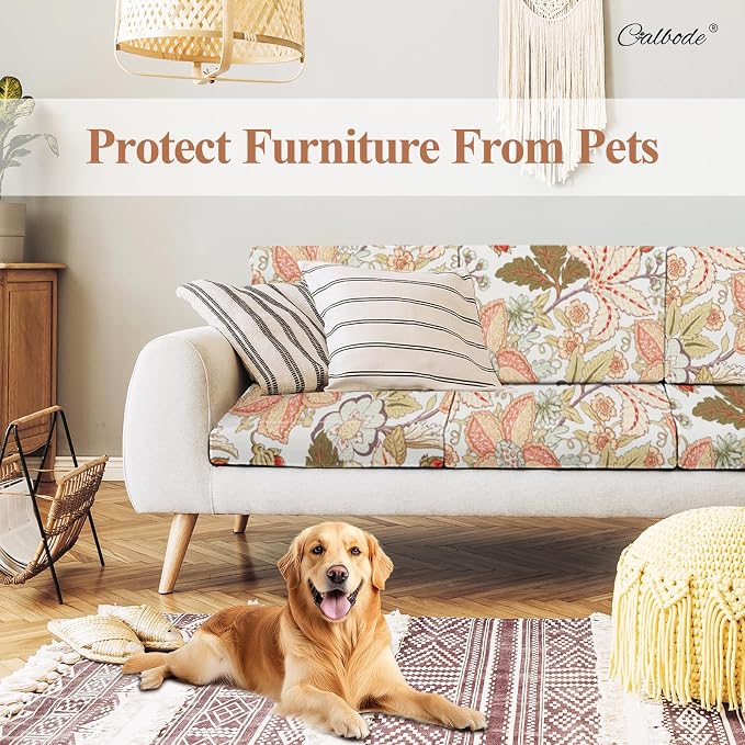 CALBODE 8Pcs High Elastic Digitally Printed Sofa Seat Cushion Cover, Soft & - Image 5