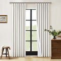 Pinch Pleat 100% Blackout Curtains 86 Inch Length 2 Panels Set | Beige White by Twodrapes