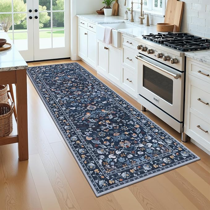 HEBE Hallway Runner Rug 2'x8', Washable Non Slip Kitchen Rug Runner | Soft Boho - Image 9