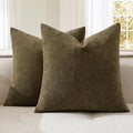 MIULEE Coffee Chenille Couch Throw Pillow Covers, 20x20 | Set of 2, Soft by MIULEE