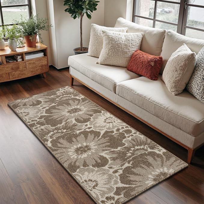 Findosom Hallway Runner Rug 2x6, Non Slip High-Low Textured Floral Washable - Image 7