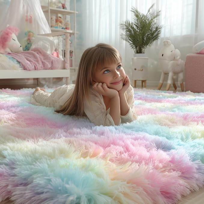 9x12 Rainbow Large Area Rug, Plush Rugs - Image 2