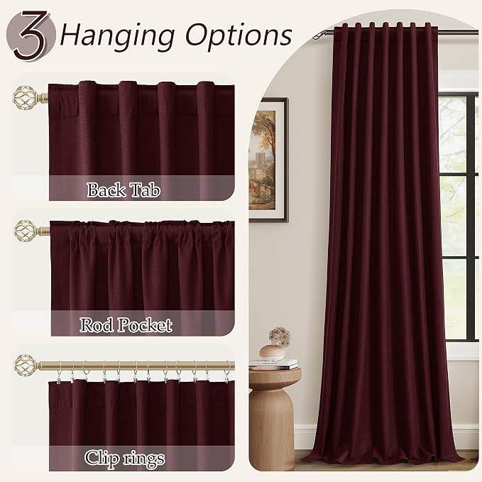 100% Blackout Curtains 63 Inch Length 2 Panels Set - Image 6