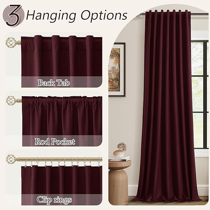 100% Blackout Curtains 96 Inch Length 2 Panels Set - Image 6