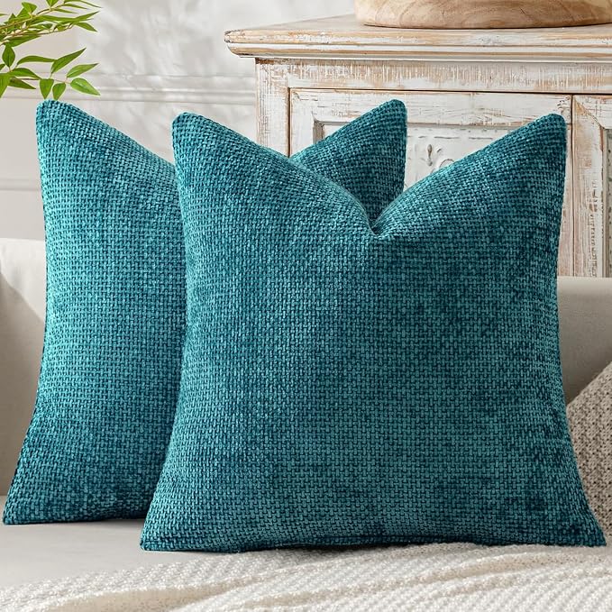 MIULEE Decorative Couch Throw Pillow Covers 18x18 Inch Coastal Teal 2 Pack | by MIULEE