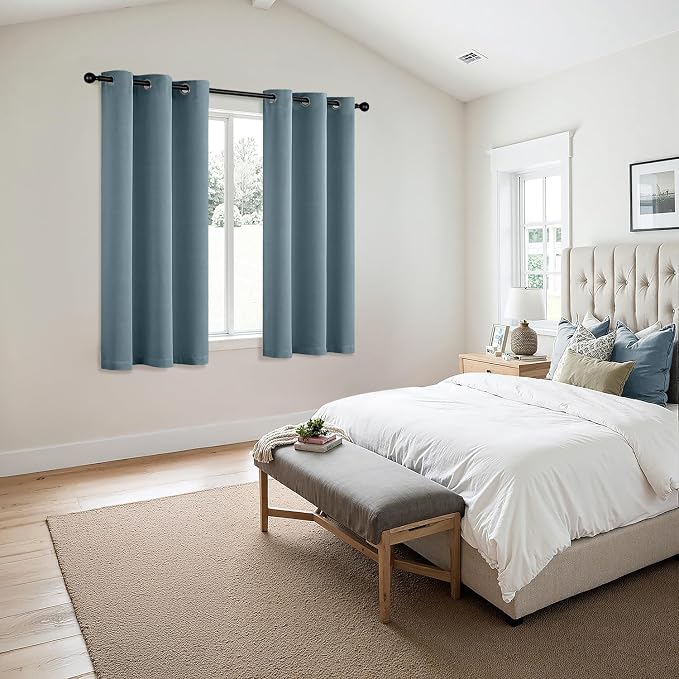 MIULEE Blackout Curtains for Bedroom 2 Panel 40 x 63 Inch Long Greyish Blue | - Image 6
