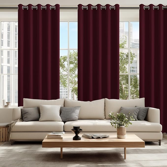 Blackout Curtains for Bedroom 60 x 84 Inches Long Burgundy 2 Panels | Thermal - Image 6