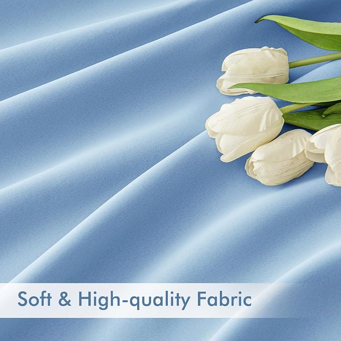 MIULEE Sky Blue Back Tab Blackout Curtains 52x102 Inch Long 2 Panels Set | Rod - Image 6