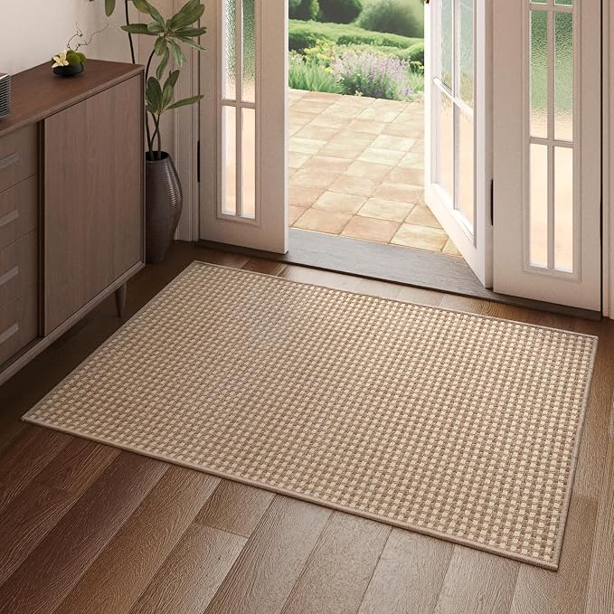 Indoor Front Door Mat Entryway Rug Non Slip Washable Brown 2x3 ft | Front Entry by YDKGL