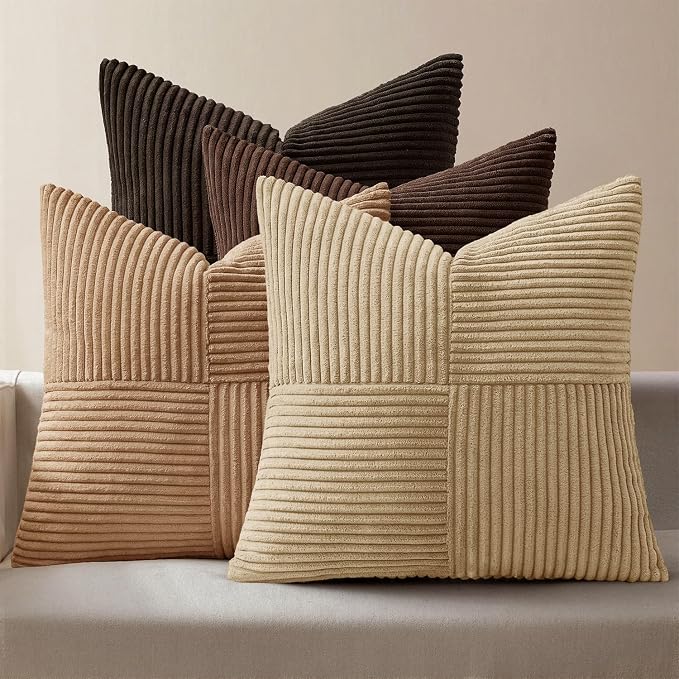 MIULEE Boho Decorative Throw Pillow Covers 20x20 Set of 4 Farmhouse Neutral by MIULEE