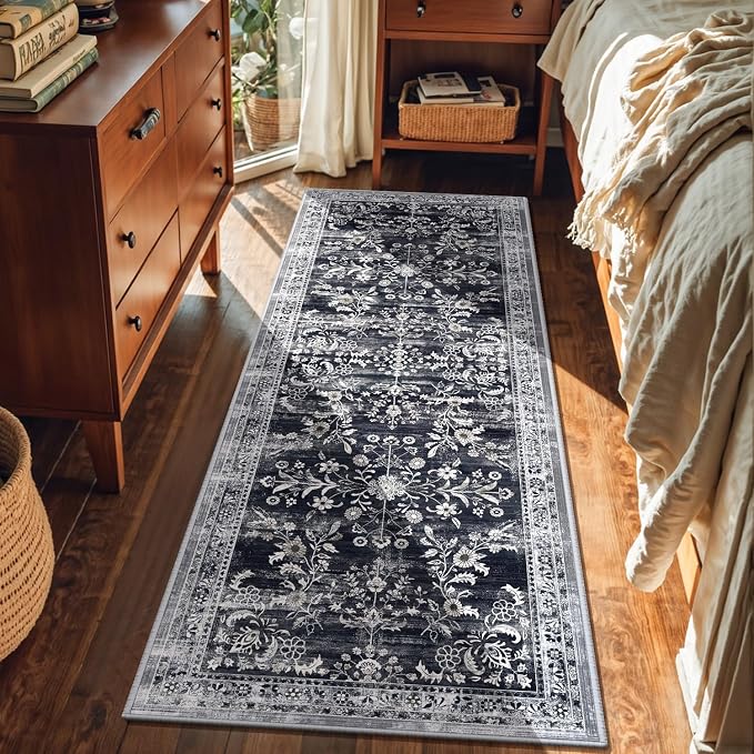 Yamaziot 2x6 Washable Hallway Runner Rug Non Slip Floral Carpet, Stain Resistant by Yamaziot