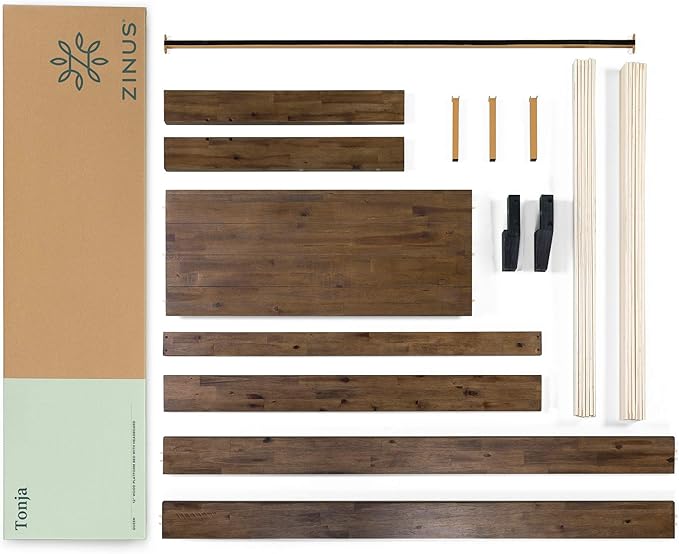 ZINUS Tonja Wood Platform Bed Frame with Headboard, Mattress Foundation with Wooden Slat Support, No Box Spring Needed, Easy Assembly, King