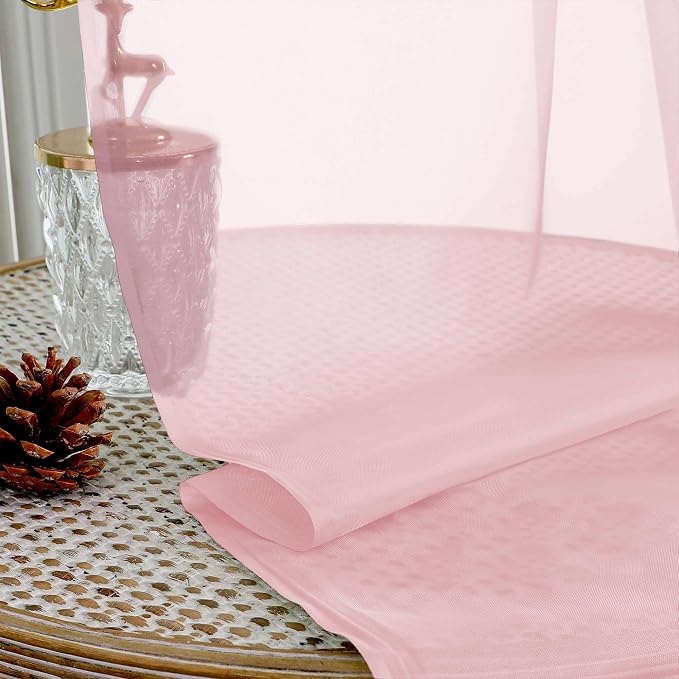 Blush Pink Sheer Curtains 72 Inches Long 2 Panels Set, Light Filtering Sheer - Image 2