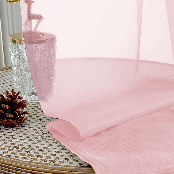 OVZME Blush Pink Sheer Curtains 84 Inches Long 2 Panels Set, Light Filtering Sheer Curtains for Living Room Bedroom 59 Inch Extra Wide, Modern Voile Filmy Rod Pocket Window Drapes, 59Wx84L Inches