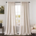 Beige Flax Linen Curtains 84 inches Long by Nanspring