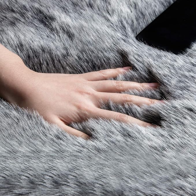Ashler Faux Fox Fur Rug, 2x3 FT Rectangle Rugs, Ultra Soft Shaggy Area Rugs - Image 4