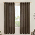 Dark Brown Linen Curtains for Bedroom, 2 Panels, 34 x 72 Inch | 72 Inch Length by LAMIT