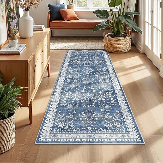 Yamaziot 2x5 Washable Hallway Runner Rug Non Slip Floral Carpet, Stain Resistant by Yamaziot