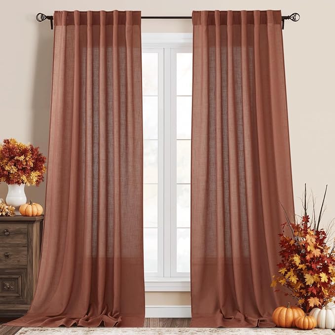 RYB HOME Sheer Curtains 108 inches, Extra Long Floor to Ceiling Curtains | by RYBHOME
