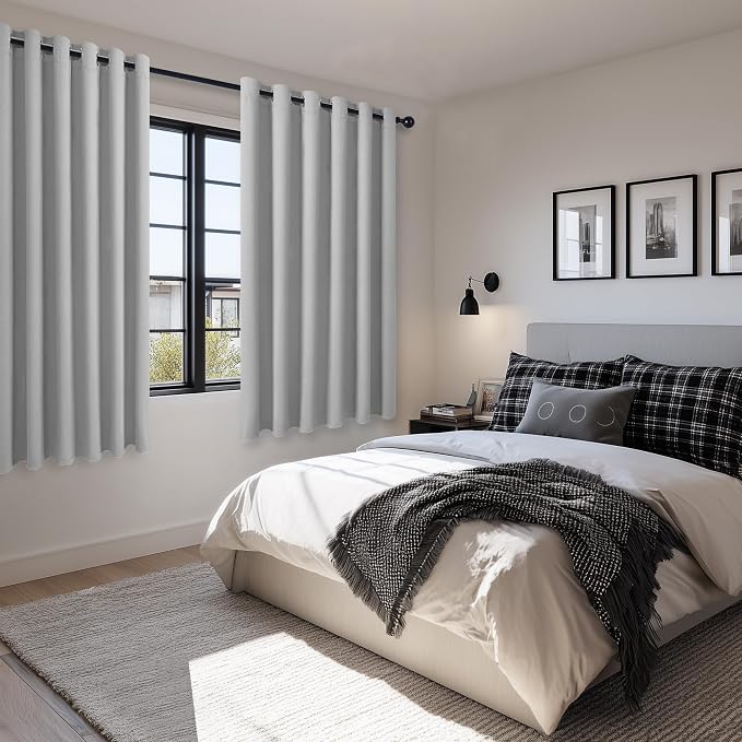 Grommet Blackout Curtains for Bedroom, 70 x 63 Inches, Window Drapes Living - Image 6