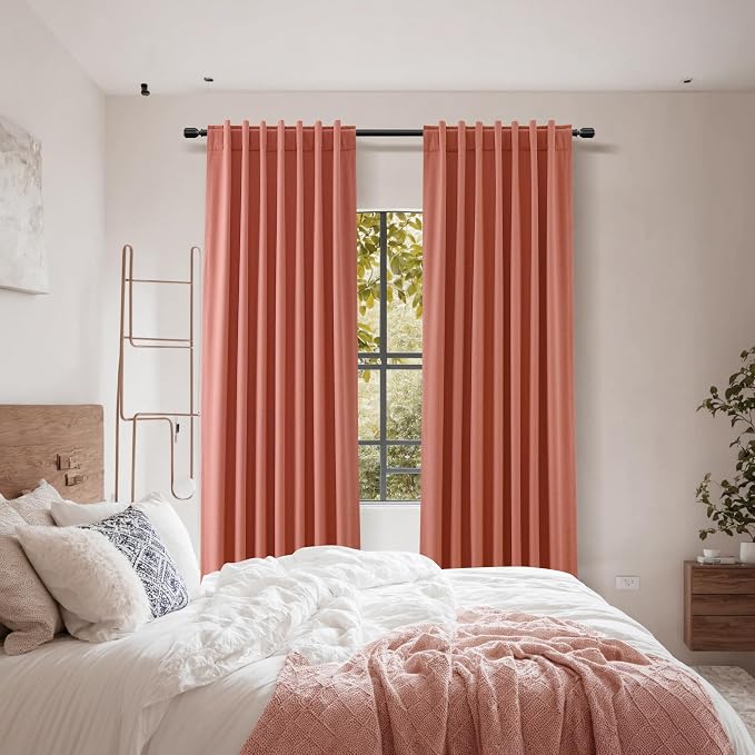 Coral 100% Blackout Linen Curtains 120 Inch Length 2 Panels Set - Image 6