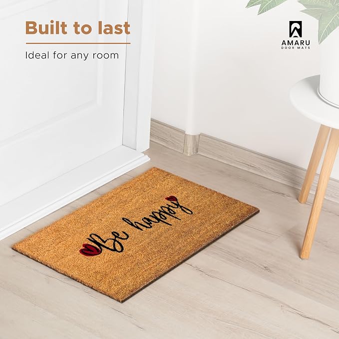 Coir Welcome Mat, Be Happy, 17 x 29 in | 100% Natural Coir, Anti-Shedding - Image 5