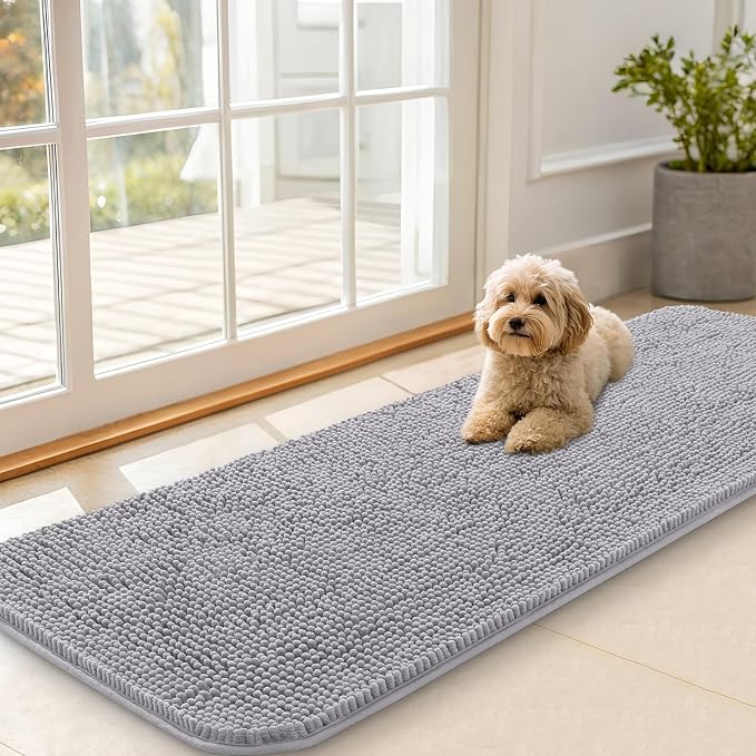 OLANLY Dog Door Mat for Muddy Paws 59x20, Super Absorbent Chenille Mud Mat | by OLANLY
