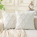 Set of 2 Soft Moroccan Throw Pillow Covers 16x16 Inch Plush Boho Decorative by Cozoomy