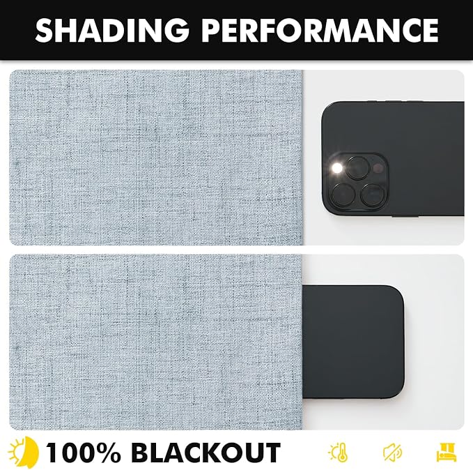 MIULEE 100% Blackout Linen Curtains 42 x 90 Inch Chambray Blue 2 Panels | - Image 7