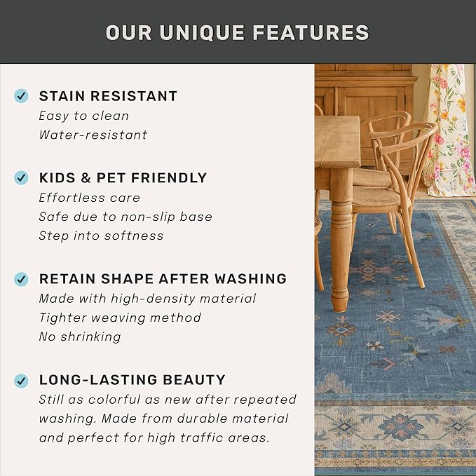 Non Slip 10ft Long Hallway Runner Rug Blue - Image 7