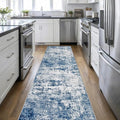 3x14 Washable Runner Rug：Modern Abstract Kitchen Soft Carpet Blue | by FXRHLP