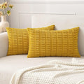 MIULEE Lumbar Corduroy Decorative Throw Pillow Covers 12x20 Mustard Yellow | by MIULEE