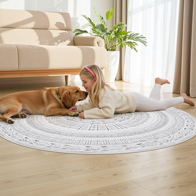 cotiled 5x5 Round Rug 5ft Circle Living Room Boho Area Rugs | Solve Modern - Image 7